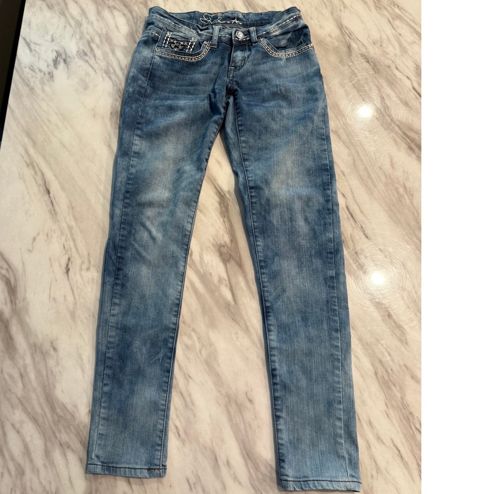 Love L.A. Jeans Rhinestone Embellished Blue Denim Jeans Womens Size 28Size